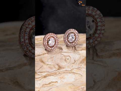 American Diamond Black Rose Stud Earrings | Luxury Designer CZ Earrings