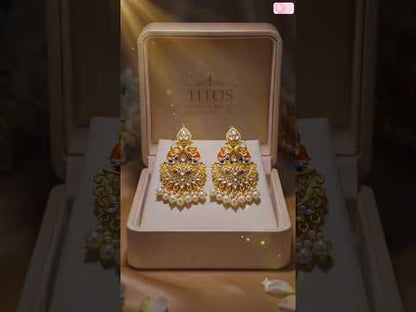 Traditional Pearl Drop Designer Chandbali Earrings for Women | Gold Plated Ethnic Party Wear Earrings