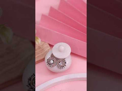 American Diamond Rose Gold Spiral Stud Earrings for Women | Designer Party Wear Earrings