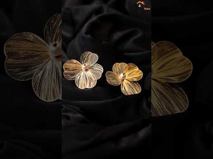 Anti-Tarnish Floral Gold Stud Earrings with Pearl for Women & Girls | Tito's Fashion House