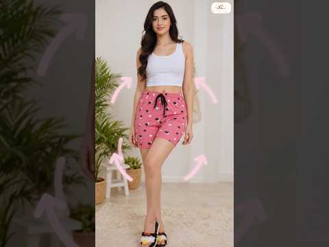 Women’s Pink Printed Hot Pant  Ladies Cotton Casual Shorts with Drawstring  Comfortable Home & Lounge Wear  With Pocket