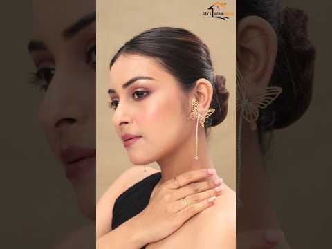 Anti-Tarnish Butterfly Long Drop Earrings for Women & Girls | Crystal Dangler | Tito's Fashion House