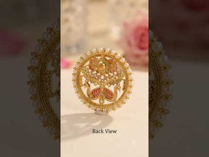 Imitation Bali Earrings for Women & Girls – Gold-Tone Pink Peacock Traditional Ethnic Jewelry