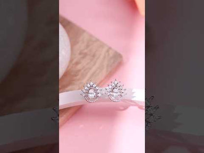 Premium American Diamond Stud Earrings for Women | Elegant Party Wear AD Earrings | Silver Finish | Lightweight Jewellery