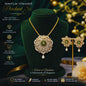 Luxury Green Crystal American Diamond Floral Pendant Set with Earrings for Women
