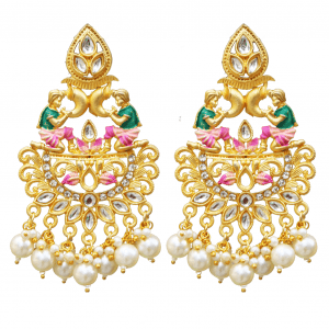 Temple Jewellery Traditional Matte Gold Earrings - Miscellaneous Colors - Color-3