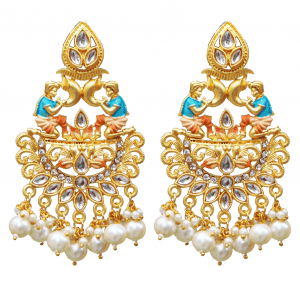 Temple Jewellery Traditional Matte Gold Earrings - Miscellaneous Colors - Color-4