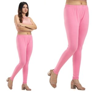 Women's Baby Pink Cotton Stretch Leggings