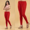 Women's Cherry Red Cotton Stretch Leggings