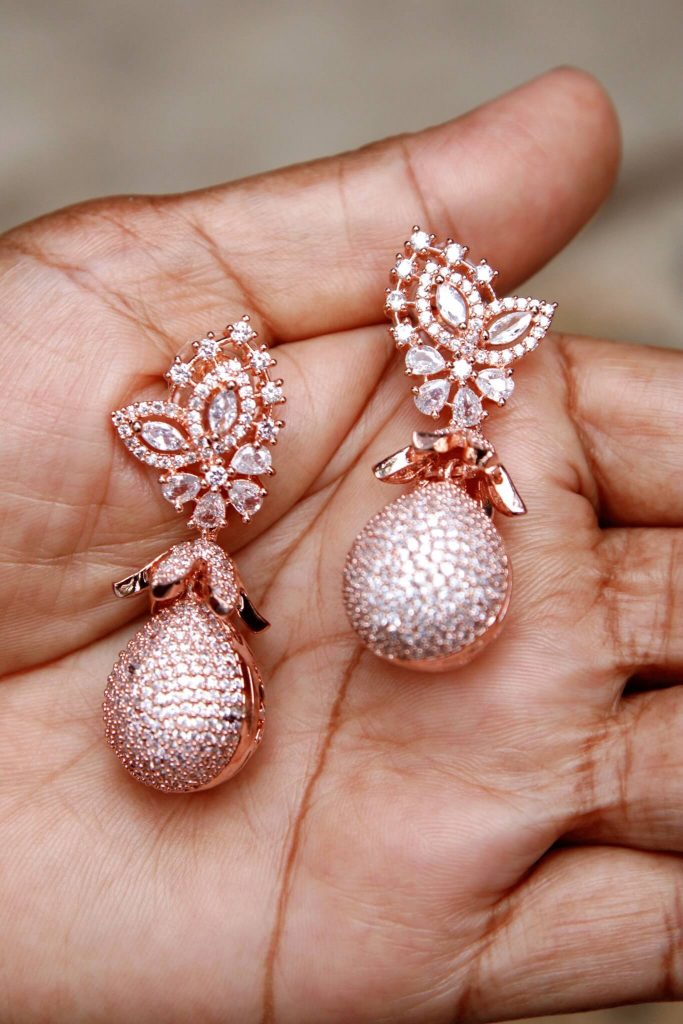 Rose gold online jhumka earrings