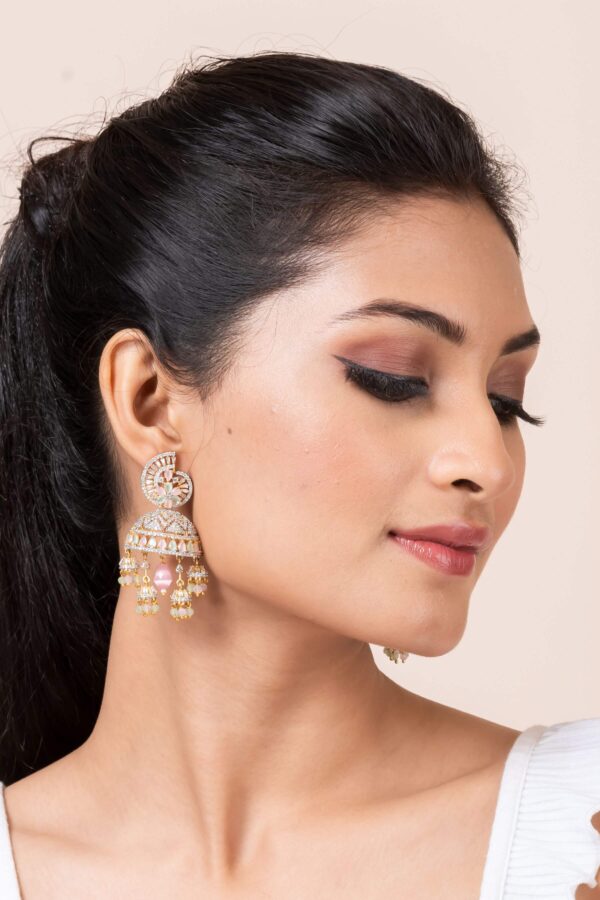 American Diamond Jhumka Earrings With Multicolor Stone 4 scaled