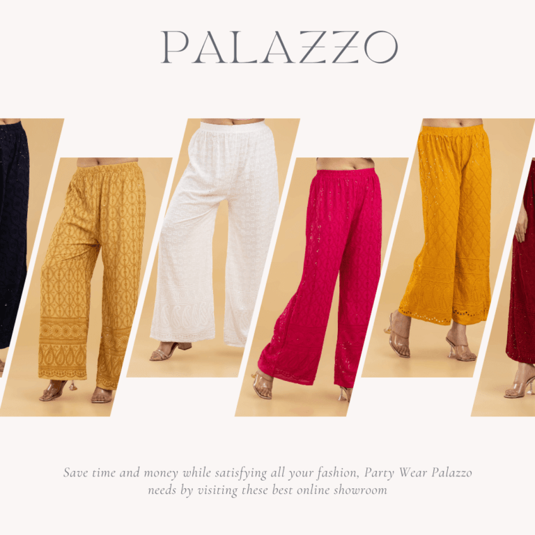 Women are wearing six different color and different types of palazzo