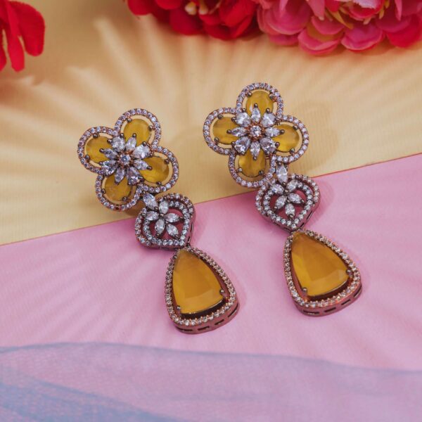 Experience the Wonderful Charm of American Diamond Jhumka Earrings for an Unparalleled Look - Mustuard