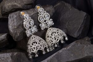 Partywear American Diamond Earrings With White Stone 4 1