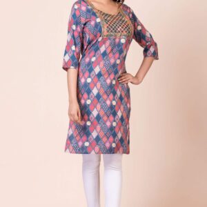 Comfort and Stylish Designer Kurti For Women Pink Blue 2