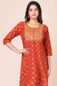 Elegance Embroidered Kurti For Women Red 1