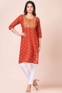 Elegance Embroidered Kurti For Women Red