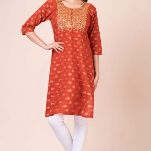 Elegance Embroidered Kurti For Women Red