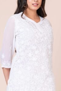 White Elegance Embroidered Tunic by Modern Muse Womens Top 2