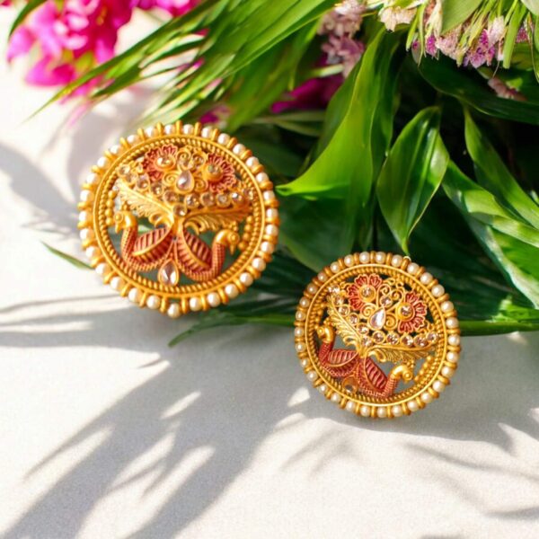 Kaan Pasha Bali Type Earrings Maroon 2 1