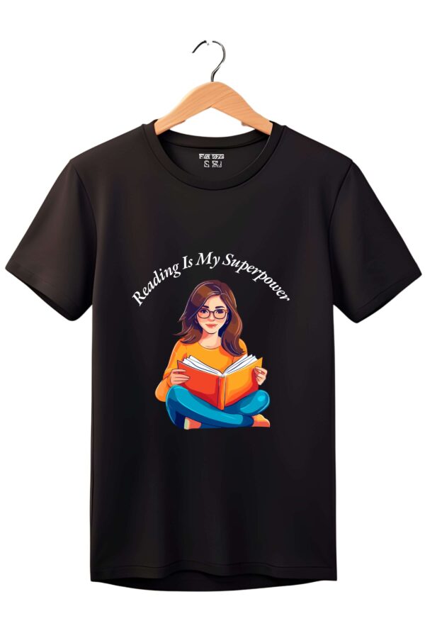 Wonens T Shirt Reading Is My Superpower scaled