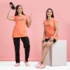 Printed T-shirt & Pajama With Shorts - Night Suit Set for Women & Girls (Light Salmon)