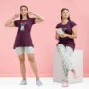 Printed T-shirt & Pajama With Shorts - Night Suit Set for Women & Girls (Purple & Sky)