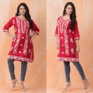 Cotton Kurti for Women - Red