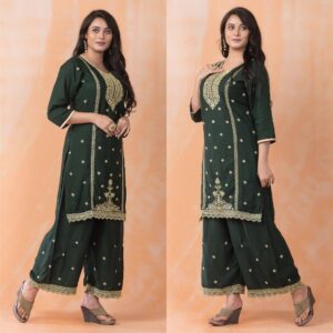 Two Piece Kurta Set for Women - Green