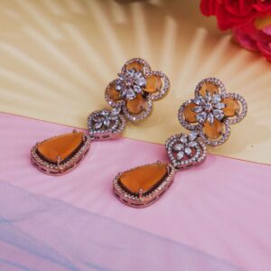 Sunset Gemstone Elegance American Diamond Earrings