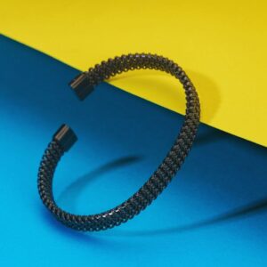 TFHBlack Anti-Tarnish Men's Braided Cuff Bracelet
