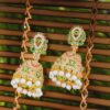 Traditional Jhumka Earrings for Women | Gold-Plated Kundan & American Diamond Pearl Drop Earrings | Bridal & Festive Jewelry