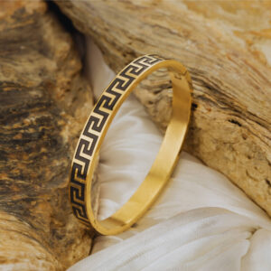 Anti-Tarnish Men's Gold-Tone Greek Key Pattern Bracelet