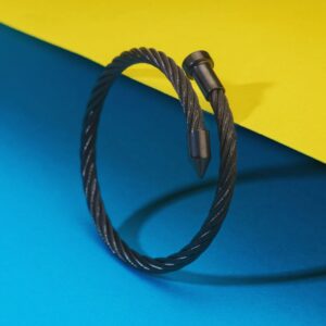 Matte Black Anti-Tarnish Twisted Cable Men's Bracelet
