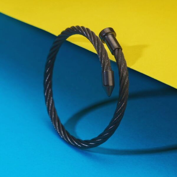 Matte Black Anti-Tarnish Twisted Cable Men's Bracelet