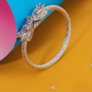 Premium Anti-Tarnish Men's Dragon Head Cable Bracelet – Stainless Steel, Twist Design