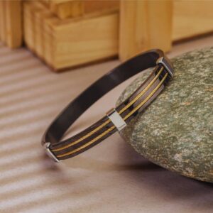 Anti-Tarnish Stainless Steel Cable Men's Bracelet - Black