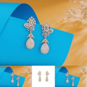Elegant Rose Gold American Diamond Dangler Earrings for Women | Party & Wedding Wear Jewelry