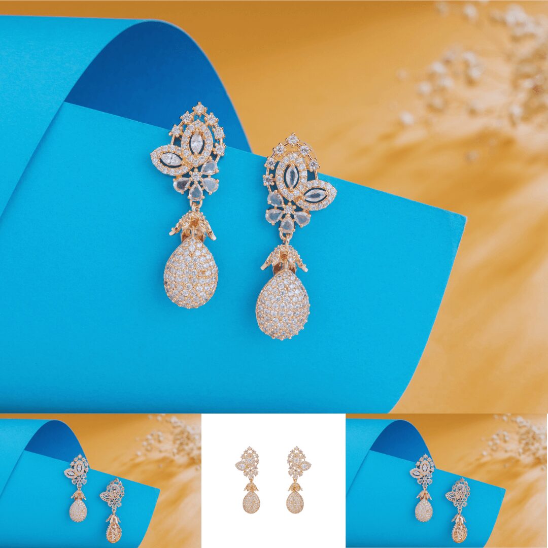 Elegant Rose Gold American Diamond Dangler Earrings for Women | Party & Wedding Wear Jewelry