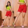 Ladies Candy Red Buttoned Hot Pants
