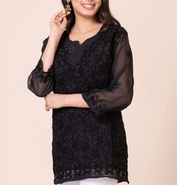 Black Elegance Embroidered Tunic by Modern Muse Womens Top 3 scaled